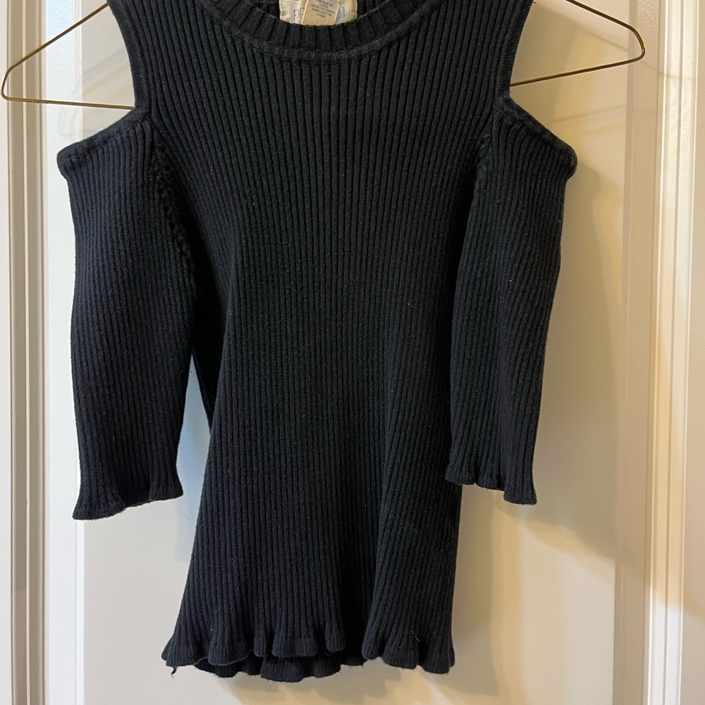 Black Cold Shoulder Sweater